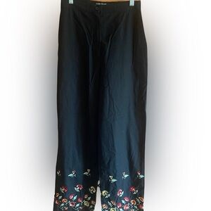 Vintage Larry Levine sport stretch Black Floral Embroidered Pants size 4